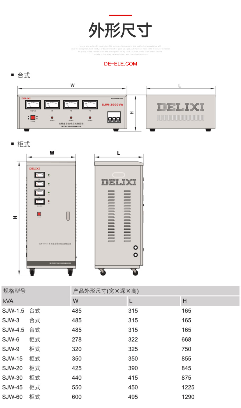 德力西三相穩(wěn)壓器SJW-15KW 380V高精度穩(wěn)壓器 工業(yè)用三相SVC 15KVA穩(wěn)壓器 15000W