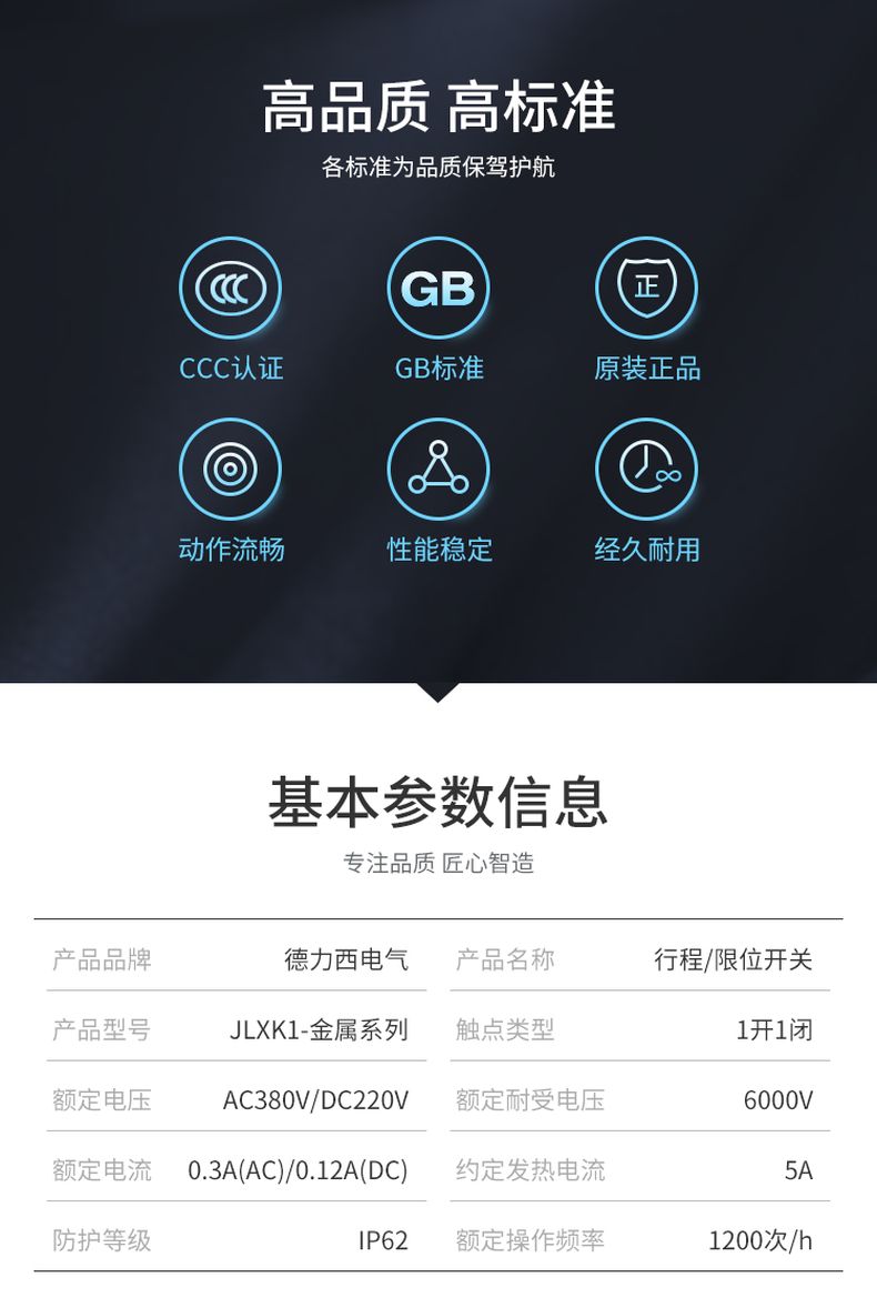 德力西行程開關(guān)JLXK1-111/211/311/411/511帶滾輪單搖臂自動復位限位開關(guān) 1常開1常閉行程開關(guān)