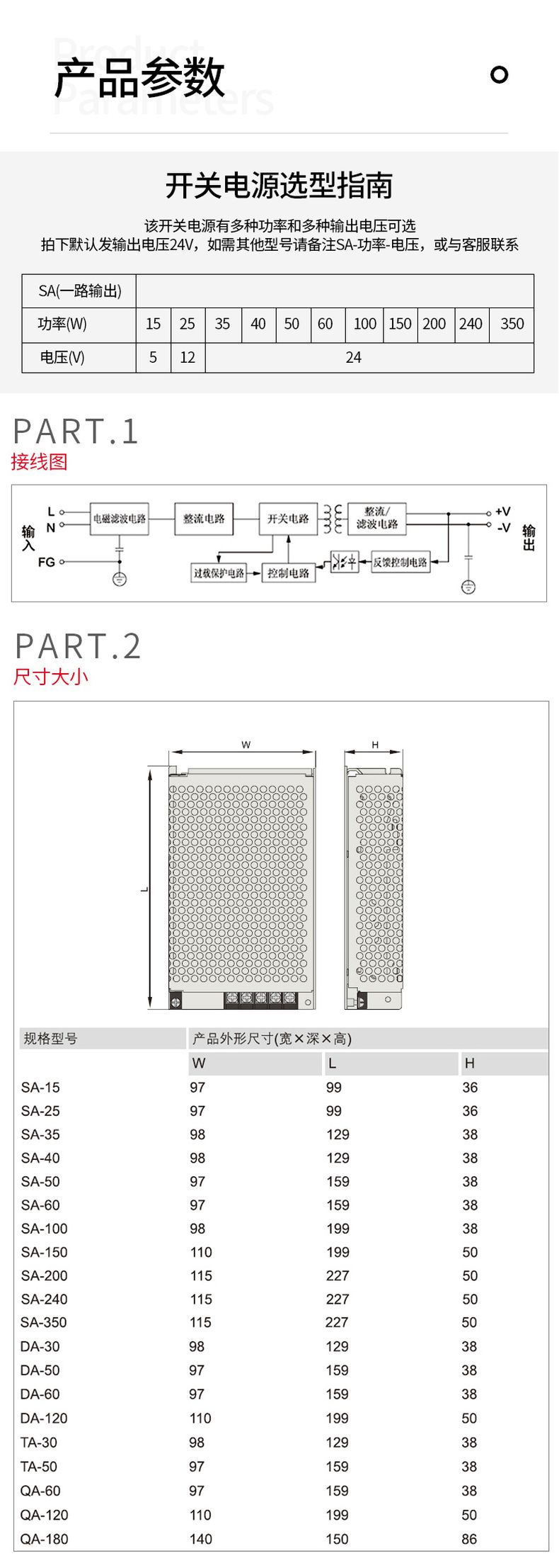 德力西SA開關(guān)電源 SA通用直流開關(guān)電源 德力西LED監(jiān)控電源 LED燈箱電源
