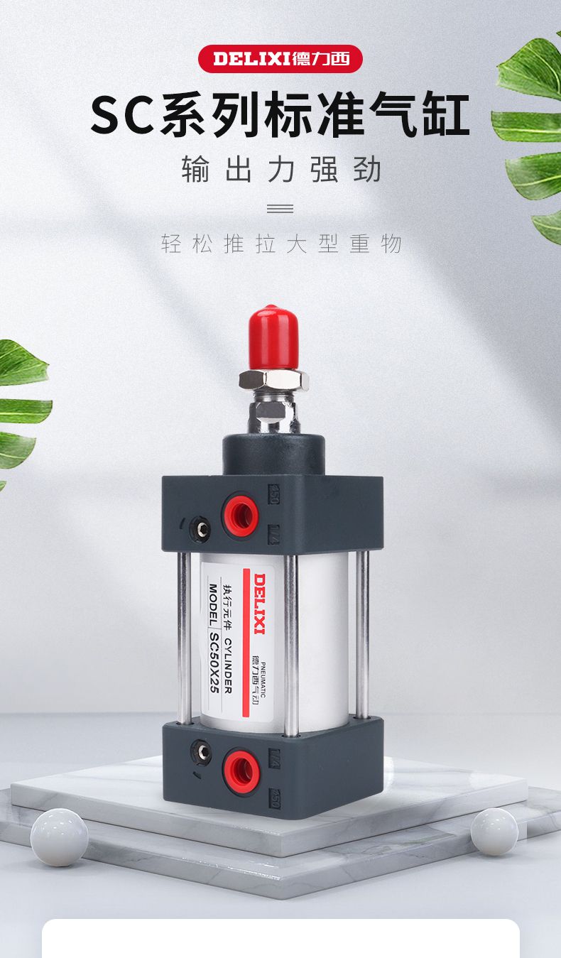 德力西SC氣缸 德力西氣缸 標準復動型氣缸 默認不帶磁不帶安裝支架 可定制帶磁氣缸 可搭配CS1-F/CS1-U磁性開關