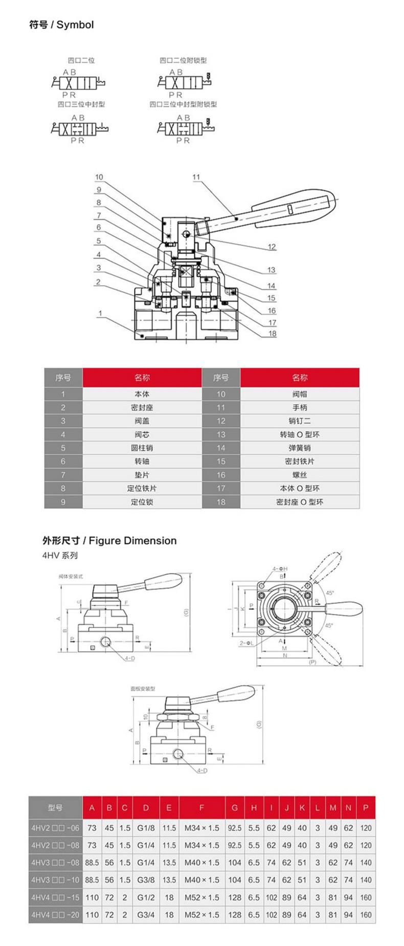 德力西4HV手轉閥 三位四通換向閥 二位4HV210氣動開關手動閥